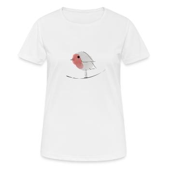 Robin on branch great summer motif - Women's Breathable T-Shirt - white - Front - AI Model Female 172 dark (172cm)