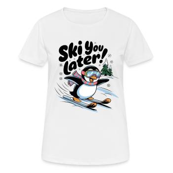Skifahren Sie später - Frauen T-Shirt atmungsaktiv - Weiß - Vorne - AI Model Female 172 dark (172cm)