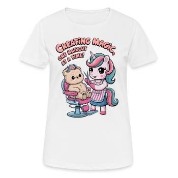 Créer de la magie, une coupe de cheveux à la fois ! - T-shirt respirant Femme - blanc - Devant - AI Model Female 172 dark (172cm)