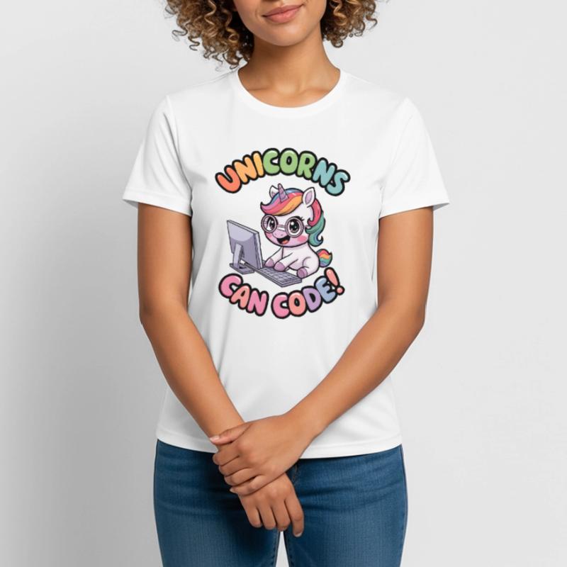 Les licornes peuvent coder ! T-shirt respirant Femme