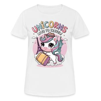 Unicorns Love To Travel! - Women's Breathable T-Shirt - white - Front - AI Model Female 172 dark (172cm)