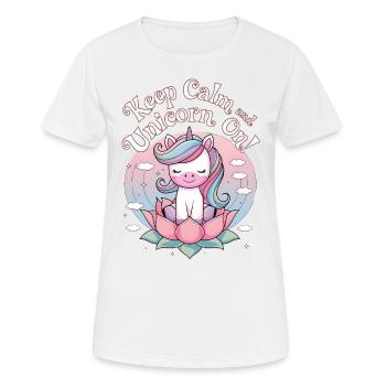 Gardez votre calme et votre licorne ! - T-shirt respirant Femme - blanc - Devant - AI Model Female 172 dark (172cm)