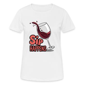 Sip Happens - Women's Breathable T-Shirt - white - Front - AI Model Female 172 dark (172cm)