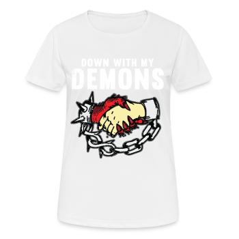 DOWN WITH MY DEMONS Tattoo Biker Geschenk - Frauen T-Shirt atmungsaktiv - Weiß - Vorne - AI Model Female 172 dark (172cm)