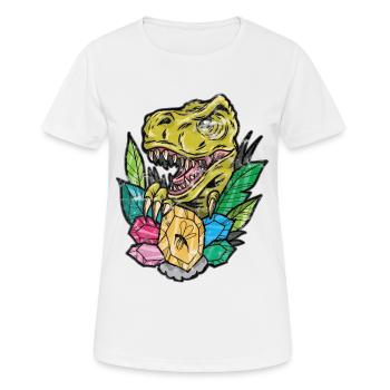 Vintage Tattoo Dinosurier Bernstein Geschenk - Frauen T-Shirt atmungsaktiv - Weiß - Vorne - AI Model Female 172 dark (172cm)