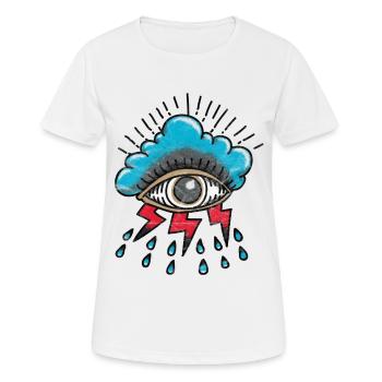 Cadeau de tatouage éclair de nuage de pluie œil-voyant - T-shirt respirant Femme - blanc - Devant - AI Model Female 172 dark (172cm)
