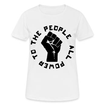 ALL POWER TO THE PEOPLE ROUND - T-shirt respirant Femme - blanc - Devant - AI Model Female 172 dark (172cm)