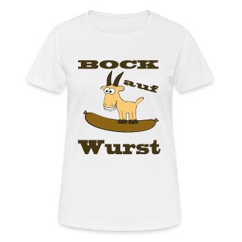 Comic Bock - Bock auf Wurst - Frauen T-Shirt atmungsaktiv - Weiß - Vorne - AI Model Female 172 dark (172cm)