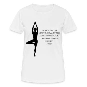 Yoga Silhouette mit Spruch Meditation meditieren - Frauen T-Shirt atmungsaktiv - Weiß - Vorne - AI Model Female 172 dark (172cm)