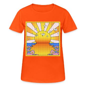 California Orange Sunshine LSD Löschblatt - Frauen T-Shirt atmungsaktiv - Neonorange - Vorne - AI Model Female 172 dark (172cm)