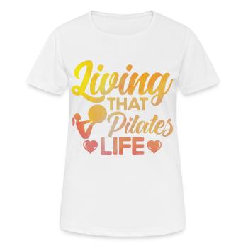 Pilates Vivre le cadeau de vie Pilates - T-shirt respirant Femme - blanc - Devant - AI Model Female 172 dark (172cm)