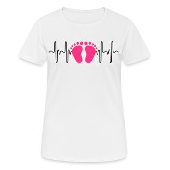Herzschlag EKG Baby Mädchen rosa Babyfüße - Frauen T-Shirt atmungsaktiv - Weiß - Vorne - AI Model Female 172 dark (172cm)
