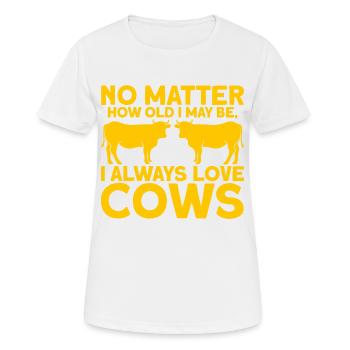 Ich werde Kühe immer lieben Kuh Geschenk - Frauen T-Shirt atmungsaktiv - Weiß - Vorne - AI Model Female 172 dark (172cm)