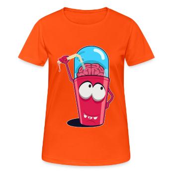Brain Shake Doodle Art - Frauen T-Shirt atmungsaktiv - Neonorange - Vorne - AI Model Female 172 dark (172cm)