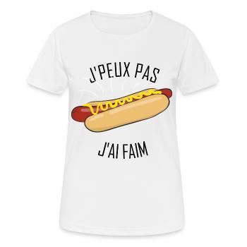 J'peux pas j'ai Faim - T-shirt respirant Femme - blanc - Devant - AI Model Female 172 dark (172cm)