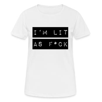 Je suis allumé comme f * ck - T-shirt respirant Femme - blanc - Devant - AI Model Female 172 dark (172cm)