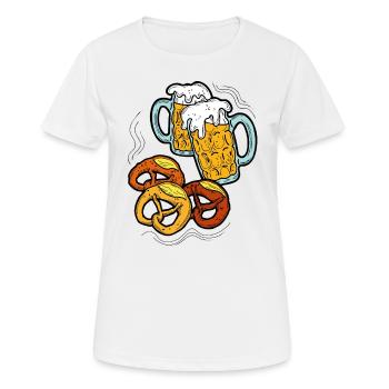 Octoberfest beer party. Beer mug and Brezel. - Women's Breathable T-Shirt - white - Front - AI Model Female 172 dark (172cm)