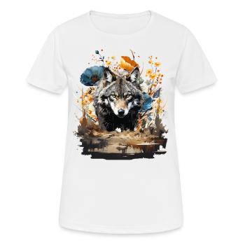 Wolf mit Vintage Blumen - Frauen T-Shirt atmungsaktiv - Weiß - Vorne - AI Model Female 172 dark (172cm)