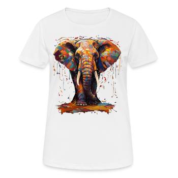 Elephant farbenfroh - Frauen T-Shirt atmungsaktiv - Weiß - Vorne - AI Model Female 172 dark (172cm)