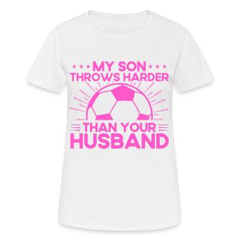 Sohn Sportfan Mutter Geschenk - Frauen T-Shirt atmungsaktiv - Weiß - Vorne - AI Model Female 172 dark (172cm)