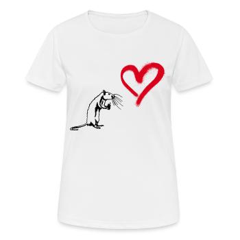 Graffiti Herz Street Art Ratte - Frauen T-Shirt atmungsaktiv - Weiß - Vorne - AI Model Female 172 dark (172cm)