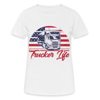 Cadeau de camionneur de camion semi-remorque - T-shirt respirant Femme - blanc - Devant - AI Model Female 172 dark (172cm)