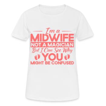 Sage-femme obstétricienne LD Work Gift - T-shirt respirant Femme - blanc - Devant - AI Model Female 172 dark (172cm)