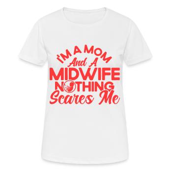 Obstétricien Sage-femme Doula Cadeau - T-shirt respirant Femme - blanc - Devant - AI Model Female 172 dark (172cm)