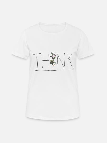 DENKEN - Frauen T-Shirt atmungsaktiv - Weiß