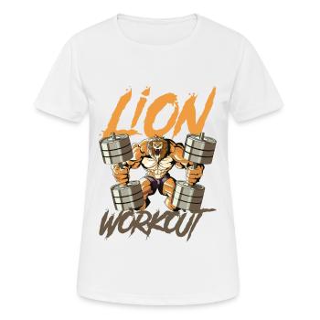 löwe workout fitness gym hanteln - Frauen T-Shirt atmungsaktiv - Weiß - Vorne - AI Model Female 172 dark (172cm)