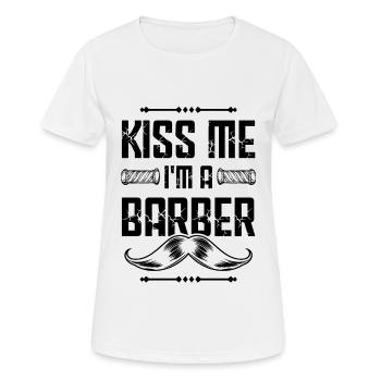 Embrasse-moi Barbier - T-shirt respirant Femme - blanc - Devant - AI Model Female 172 dark (172cm)
