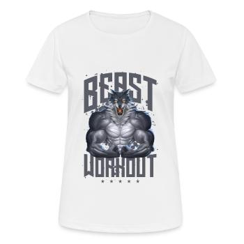 Wolf Beast Workout - Frauen T-Shirt atmungsaktiv - Weiß - Vorne - AI Model Female 172 dark (172cm)