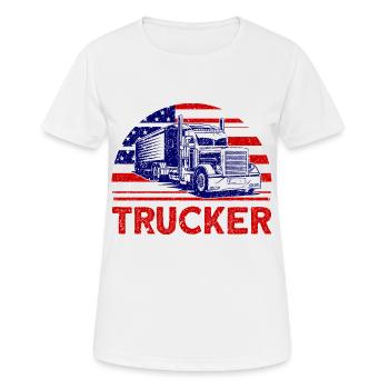 Chauffeur de camion Chauffeur de camion Semi-remorque Cadeau - T-shirt respirant Femme - blanc - Devant - AI Model Female 172 dark (172cm)