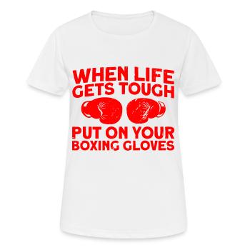 Zieh deine Boxhandschuhe an Boxen Geschenk - Frauen T-Shirt atmungsaktiv - Weiß - Vorne - AI Model Female 172 dark (172cm)