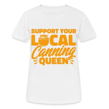 Unterstützen Sie Ihre lokale Einmach Königin Einma - Frauen T-Shirt atmungsaktiv - Weiß - Vorne - AI Model Female 172 dark (172cm)