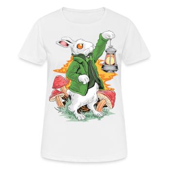 Lapin avec lampe et veste verte - T-shirt respirant Femme - blanc - Devant - AI Model Female 172 dark (172cm)