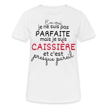 pas parfaite mais caissière Cadeau d'anniversaire - T-shirt respirant Femme - blanc - Devant - AI Model Female 172 dark (172cm)