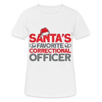 Gefängniswärter Justizvollzugsbeamter Handschellen - Frauen T-Shirt atmungsaktiv - Weiß - Vorne - AI Model Female 172 dark (172cm)