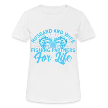 Husband and wife as fishing partners Fishing Gesche - Women's Breathable T-Shirt - white - Front - AI Model Female 172 dark (172cm)