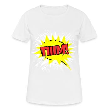 Tim Name Funny Speech Bubble Tiiim! - Women's Breathable T-Shirt - white - Front - AI Model Female 172 dark (172cm)