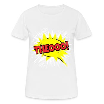 Theo nom drôle bulle de texte Theooo ! - T-shirt respirant Femme - blanc - Devant - AI Model Female 172 dark (172cm)