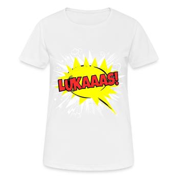 Le nom de Luke drôle de bulle Lukaaas ! - T-shirt respirant Femme - blanc - Devant - AI Model Female 172 dark (172cm)