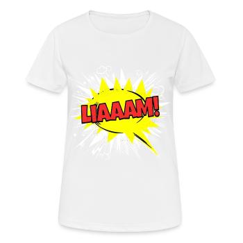 Liam Name Lustige Sprechblase Liaaam! - Frauen T-Shirt atmungsaktiv - Weiß - Vorne - AI Model Female 172 dark (172cm)