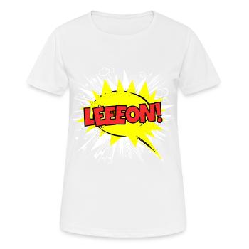 Leon Name Funny Speech Bubble Leeeon! - Women's Breathable T-Shirt - white - Front - AI Model Female 172 dark (172cm)