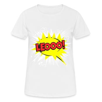 Leo Name Funny Speech Bubble Leooo! - Women's Breathable T-Shirt - white - Front - AI Model Female 172 dark (172cm)