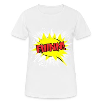 Finn nom drôle bulle de dialogue Fiiinn ! - T-shirt respirant Femme - blanc - Devant - AI Model Female 172 dark (172cm)