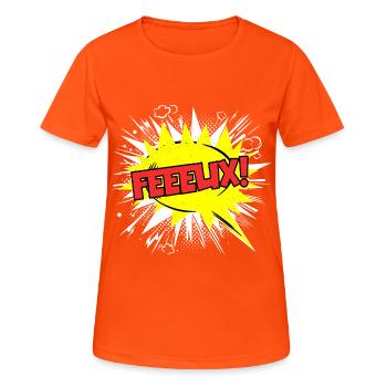 Felix Name Funny Speech Bubble Feeelix! - Women's Breathable T-Shirt - neon orange - Front - AI Model Female 172 dark (172cm)
