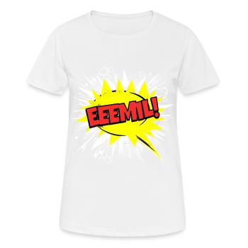 Emil nom drôle bulle de dialogue Eeemil ! - T-shirt respirant Femme - blanc - Devant - AI Model Female 172 dark (172cm)