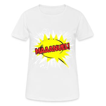 Manuel Name Funny Speech Bubble Maaanuel! - Women's Breathable T-Shirt - white - Front - AI Model Female 172 dark (172cm)