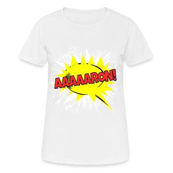 Aaron Name Lustige Sprechblase Aaaaaron! - Frauen T-Shirt atmungsaktiv - Weiß - Vorne - AI Model Female 172 dark (172cm)